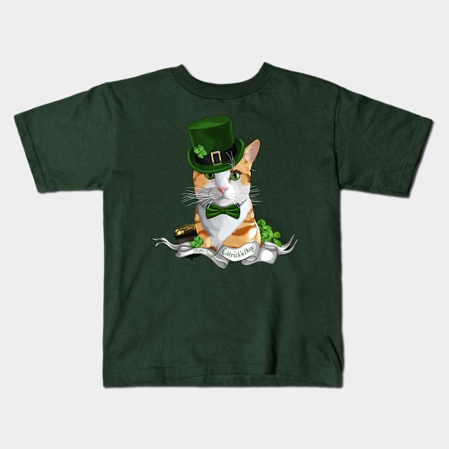 St Patrick's Day Leprecat with Gold and Shamrocks Kids T-Shirt by CarleahUnique